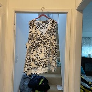 Black and White Floral Blouse